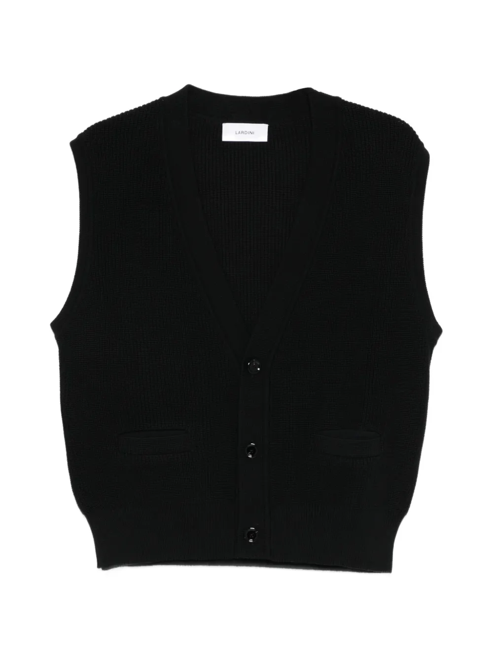 Lardini button V-neck sleeveless cardigan - Nero