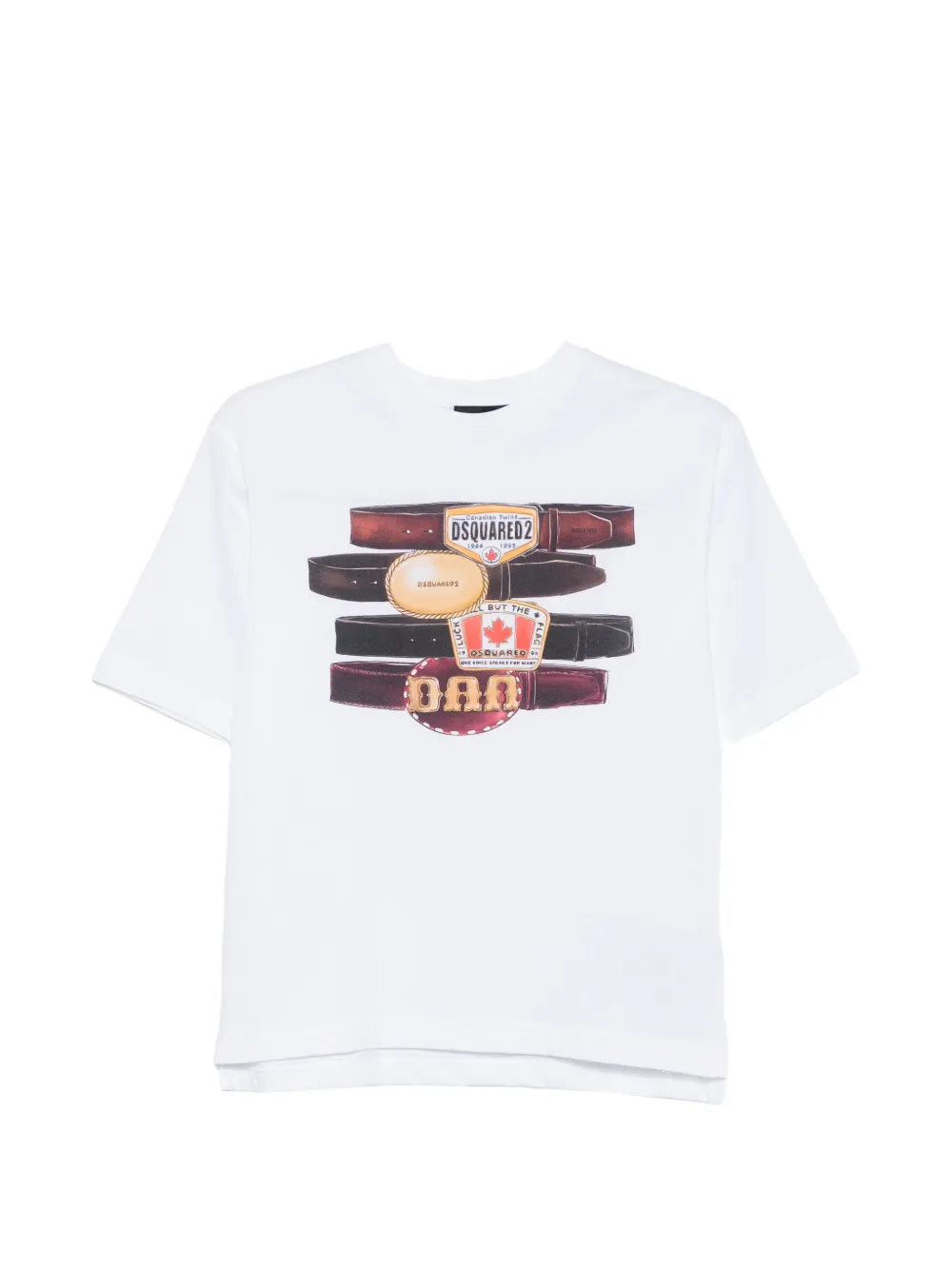 DSQUARED2 KIDS belt-print T-shirt - Bianco