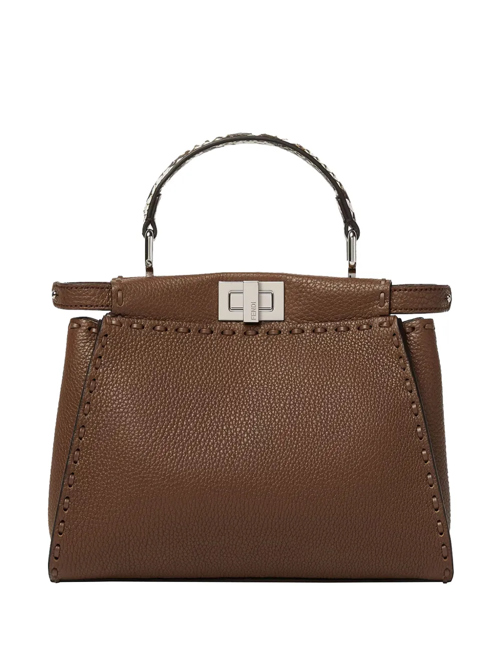 FENDI mini Peekaboo leather tote bag - Marrone