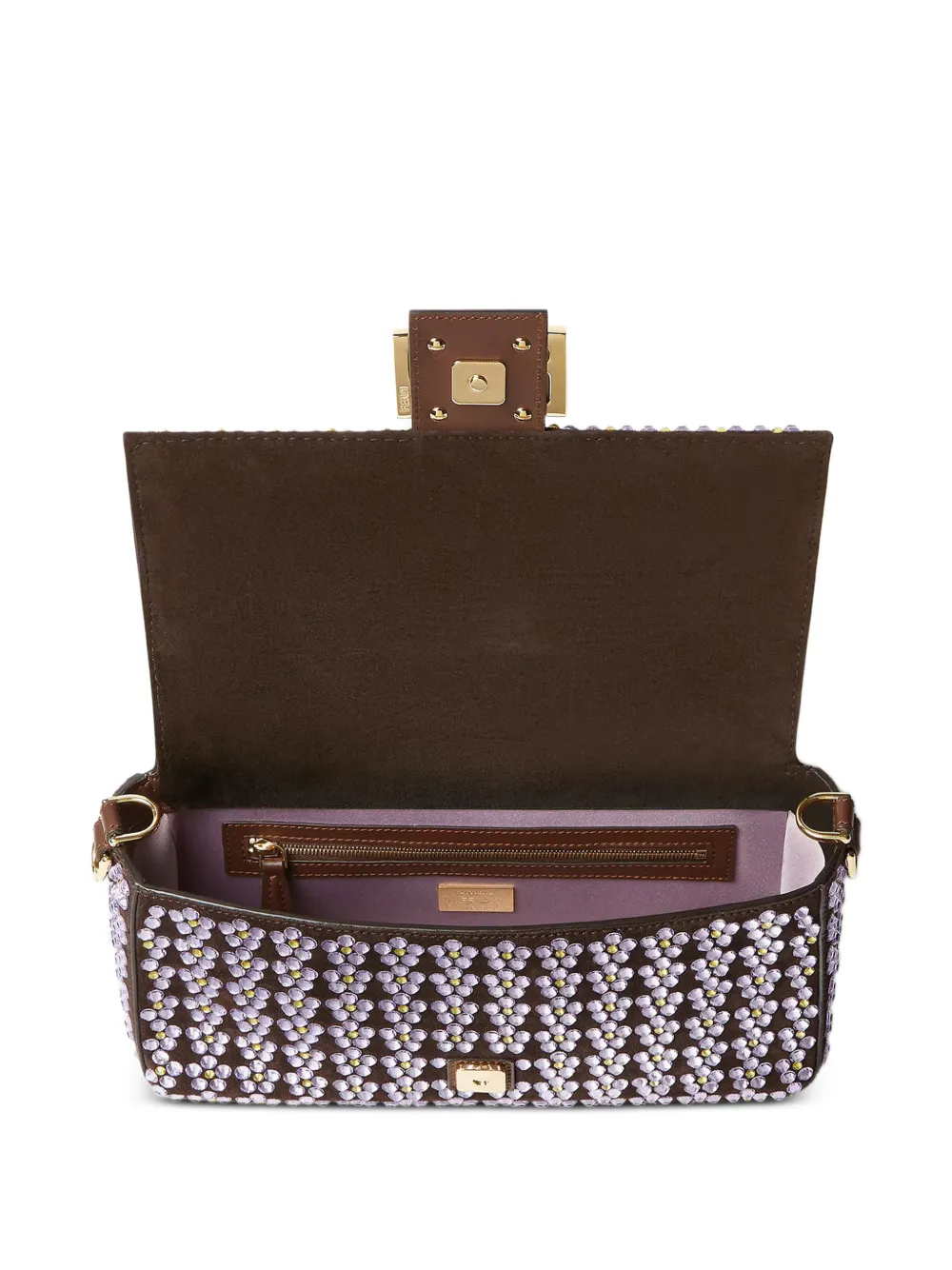 FENDI Baguette medium schoudertas verfraaid met kristallen Bruin