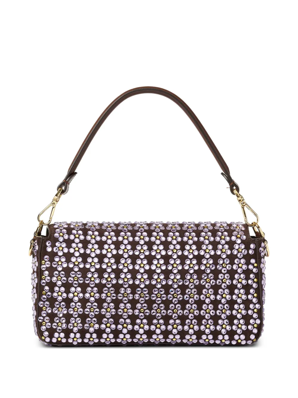  Fendi Medium Baguette Crystals-embellished Shoulder Bag - Brown 