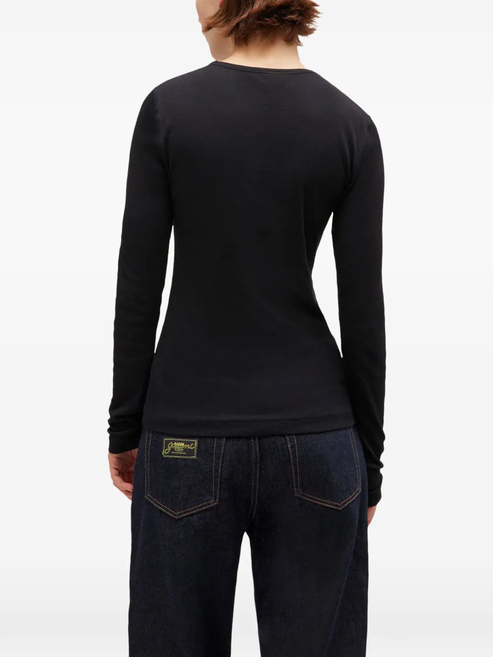 GANNI T-shirt met ronde hals Zwart