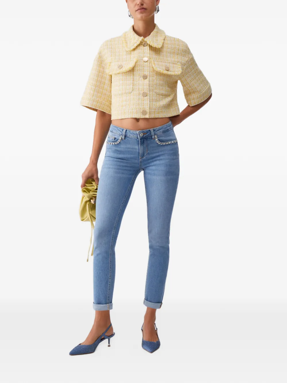 LIU JO Skinny jeans verfraaid met kristallen Blauw