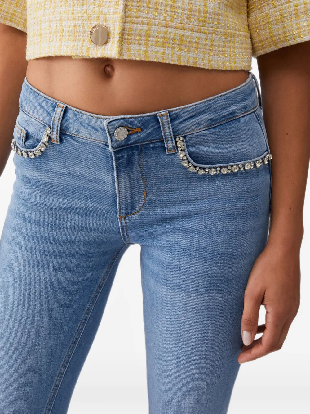 LIU JO Skinny jeans verfraaid met kristallen Blauw