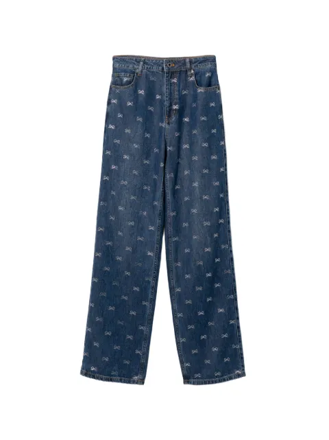 Self-Portrait ribbon-embellished jeans