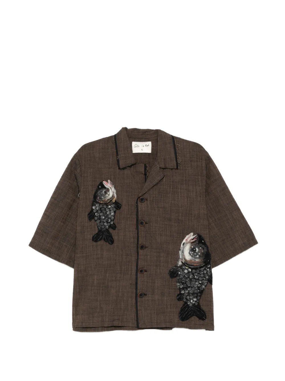 GG IN RED appliqué shirt - Marrone