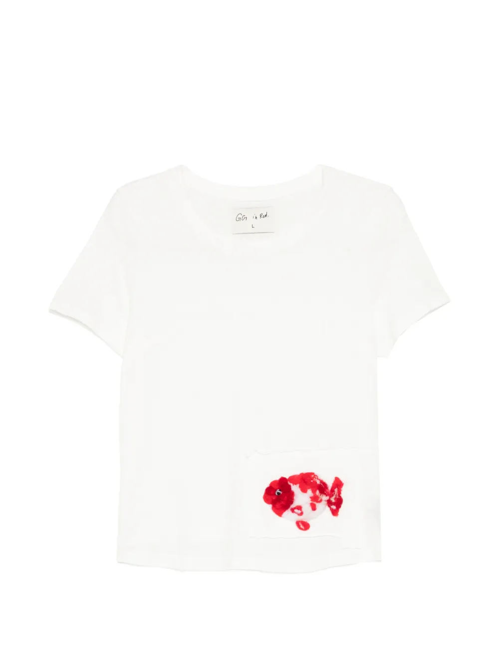 GG IN RED appliqué pocket T-shirt - Bianco