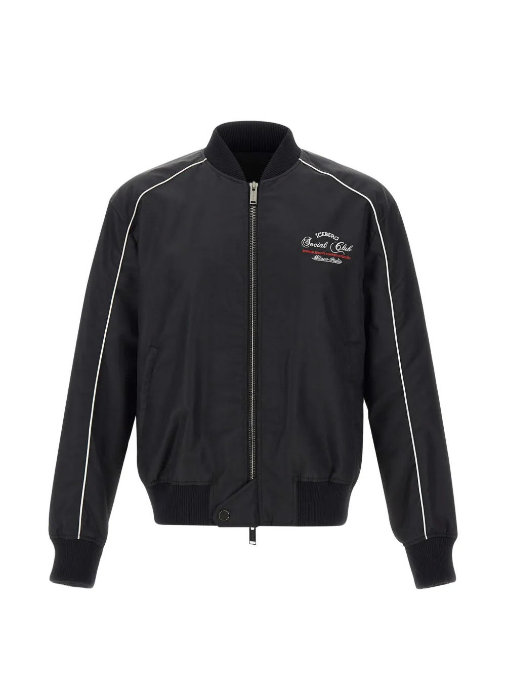 Iceberg logo-detail zip-up bomber jacket - Schwarz