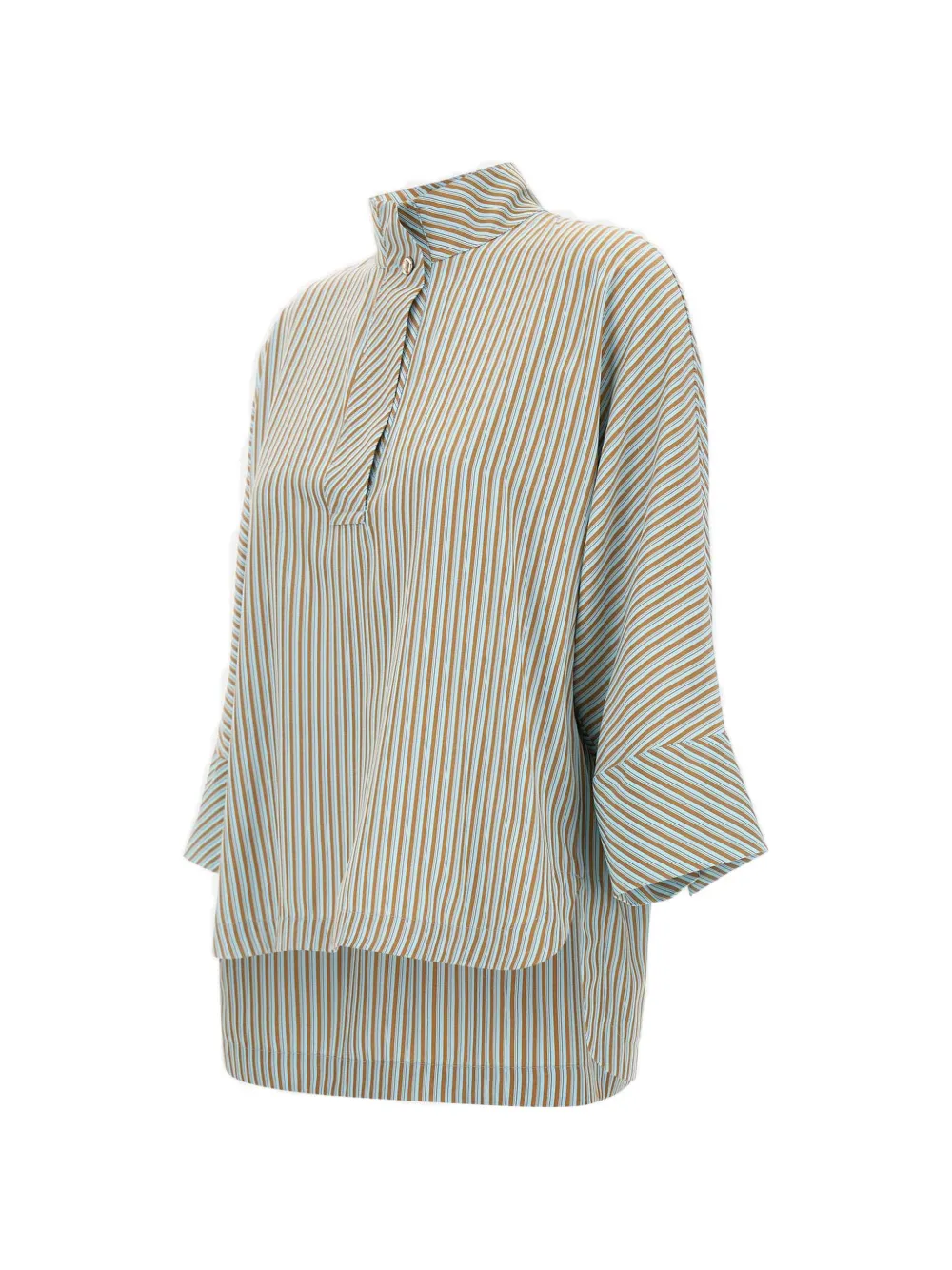  Elena Miro` Striped-pattern Blouse - Brown 