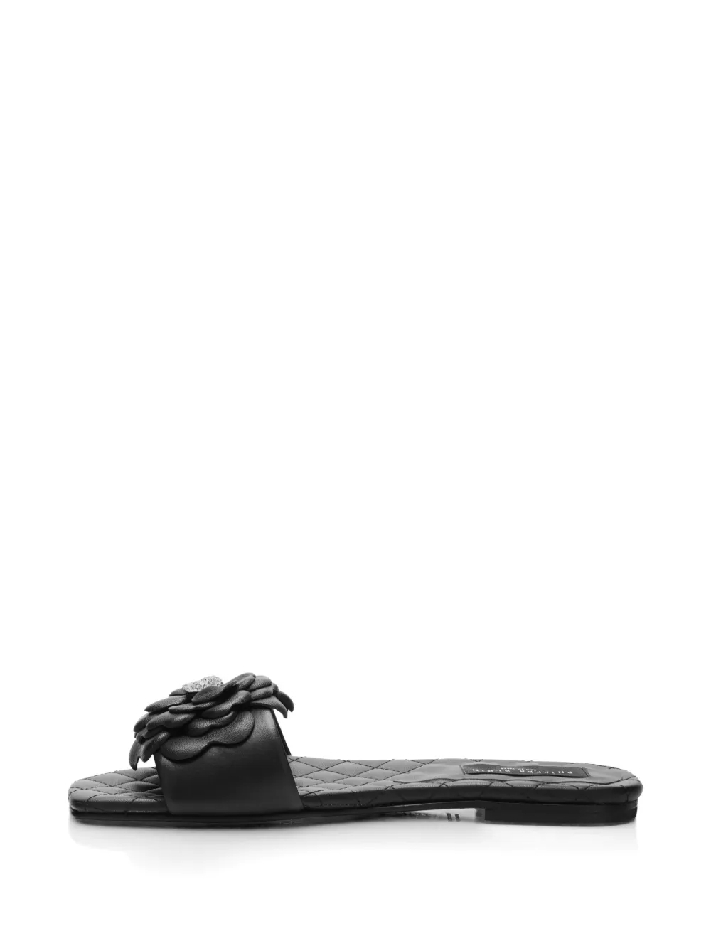 Philipp Plein Leren sandalen met bloemen Zwart