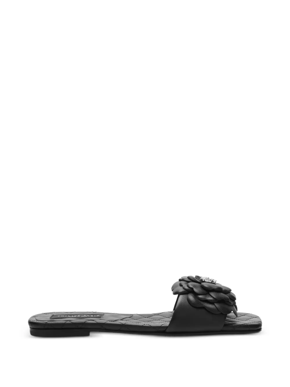 Philipp Plein Leren sandalen met bloemen Zwart