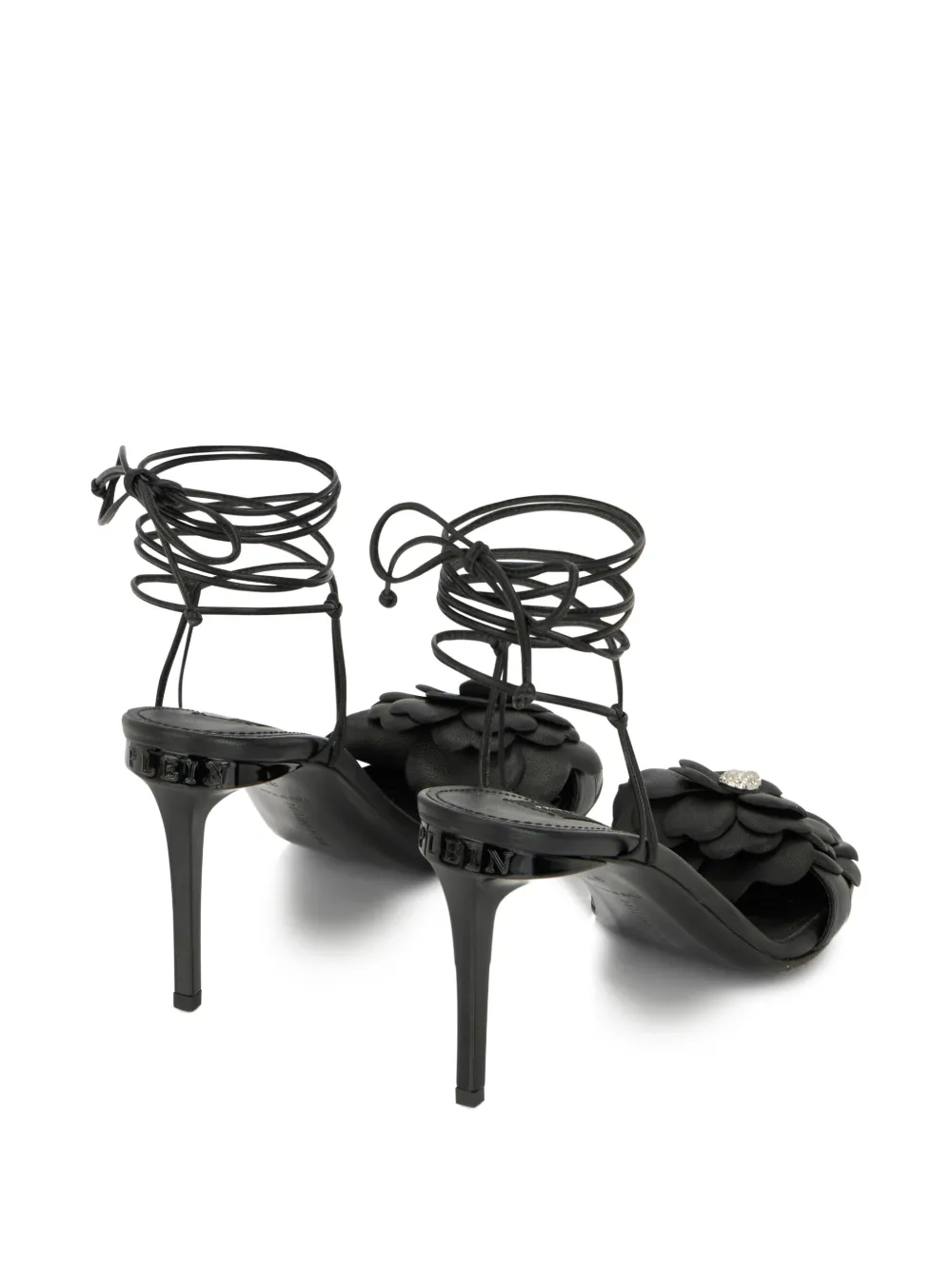 Philipp Plein Sandalen met bloemdetail Zwart