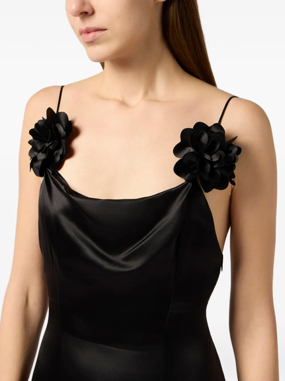 Philipp Plein Maxi-jurk met rozen Zwart