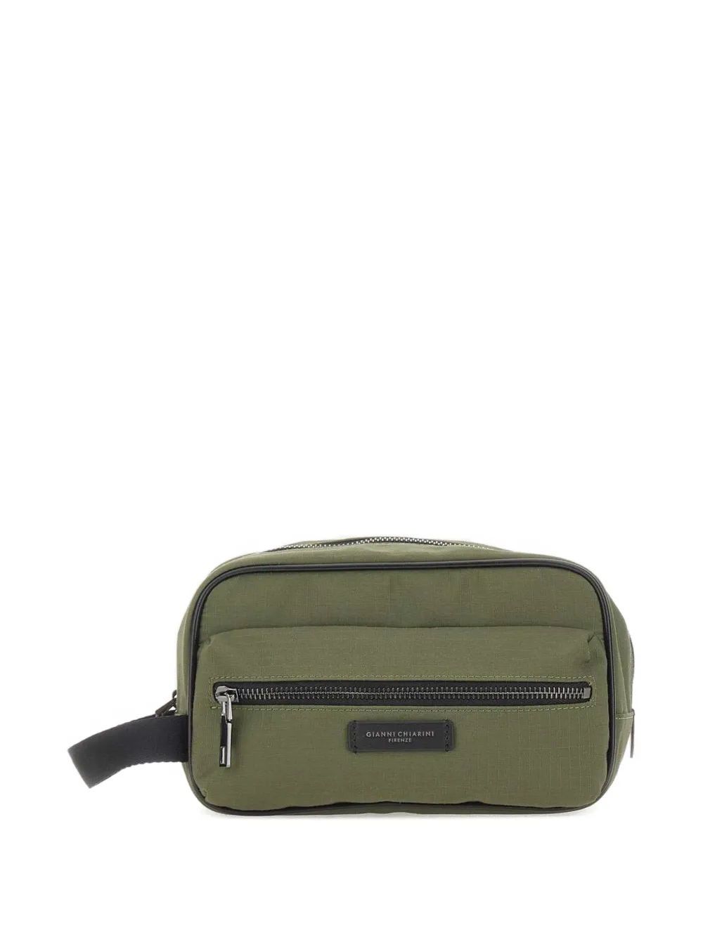 GIANNI CHIARINI zip leather trim wash bag - Verde