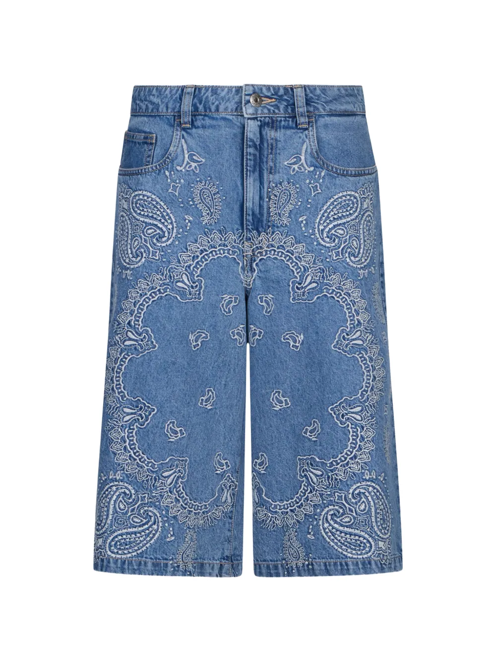 LIU JO embroidery stone-wash shorts - Blu