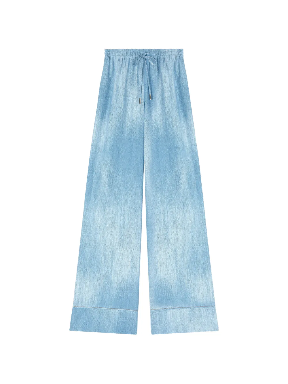 Ermanno Scervino drawstring jeans print palazzo pants - Blu