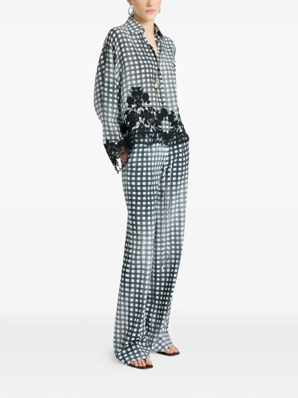Ermanno Scervino Broek met Vichy print Zwart