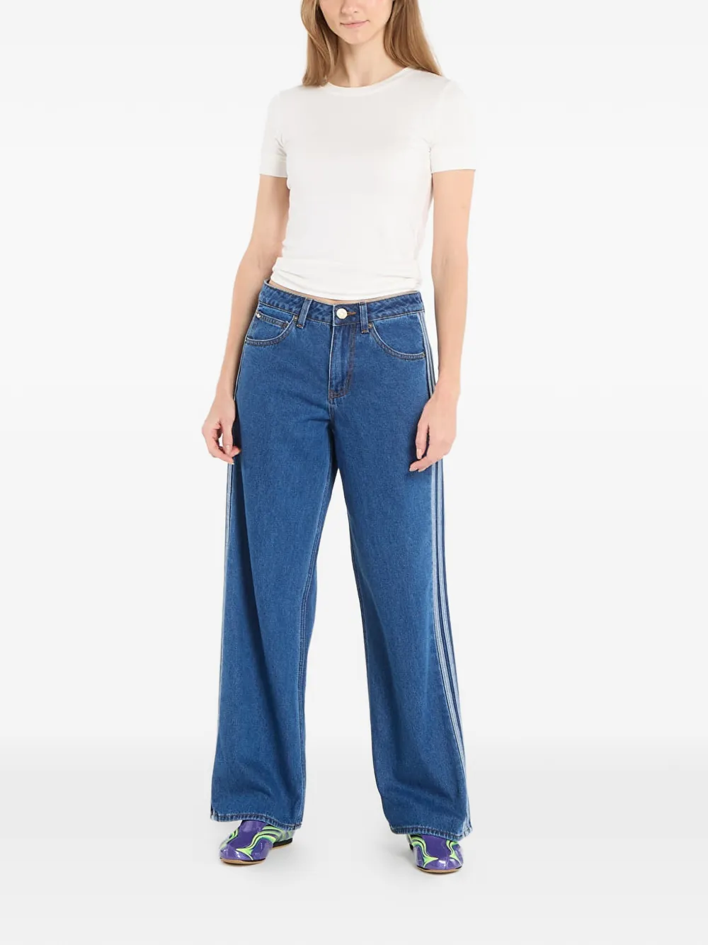 adidas Jeans met streep Blauw