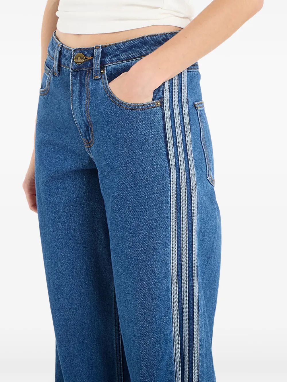 adidas Jeans met streep Blauw