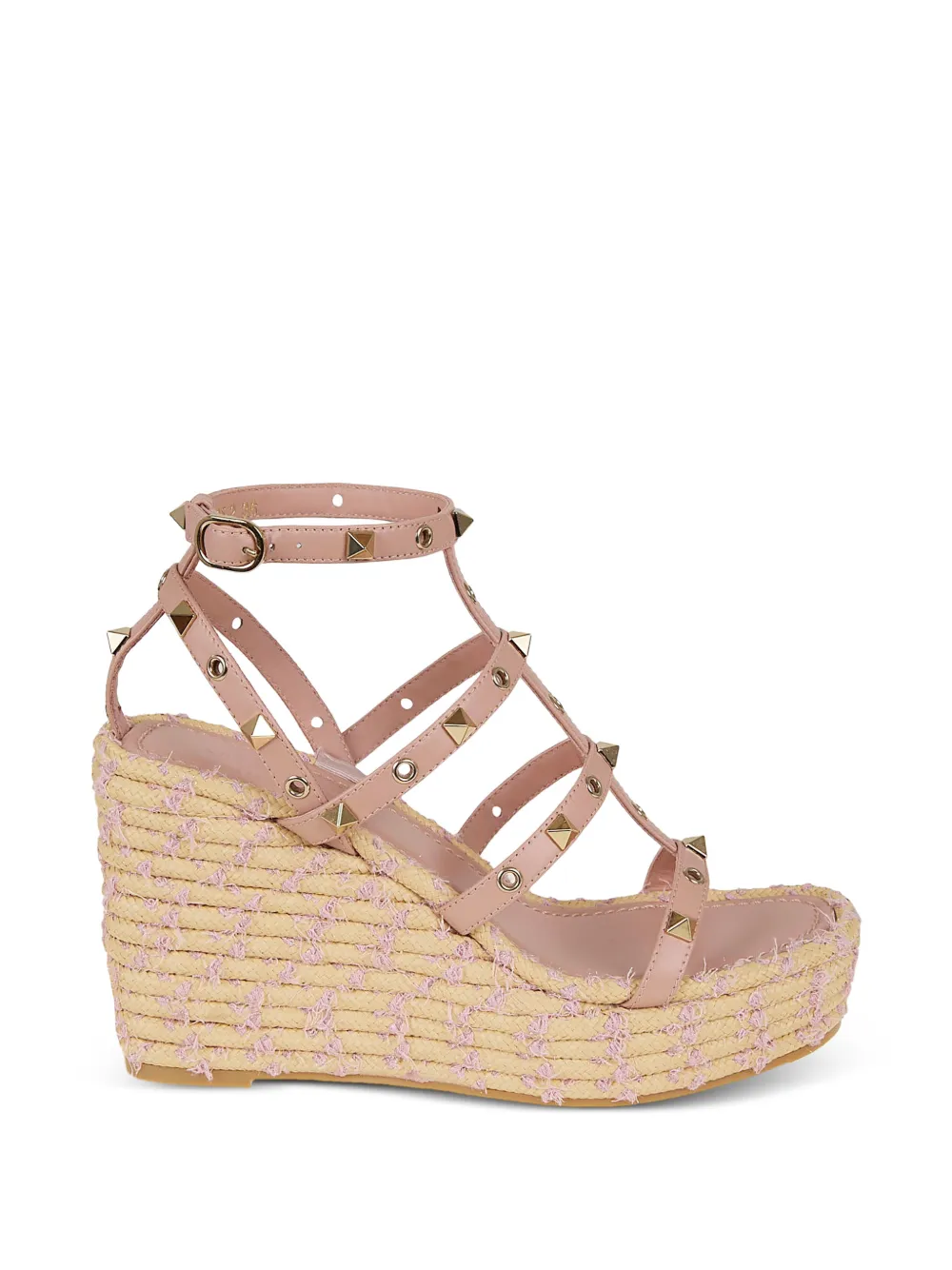 Valentino Garavani Rockstud espadrilles met sleehak Roze