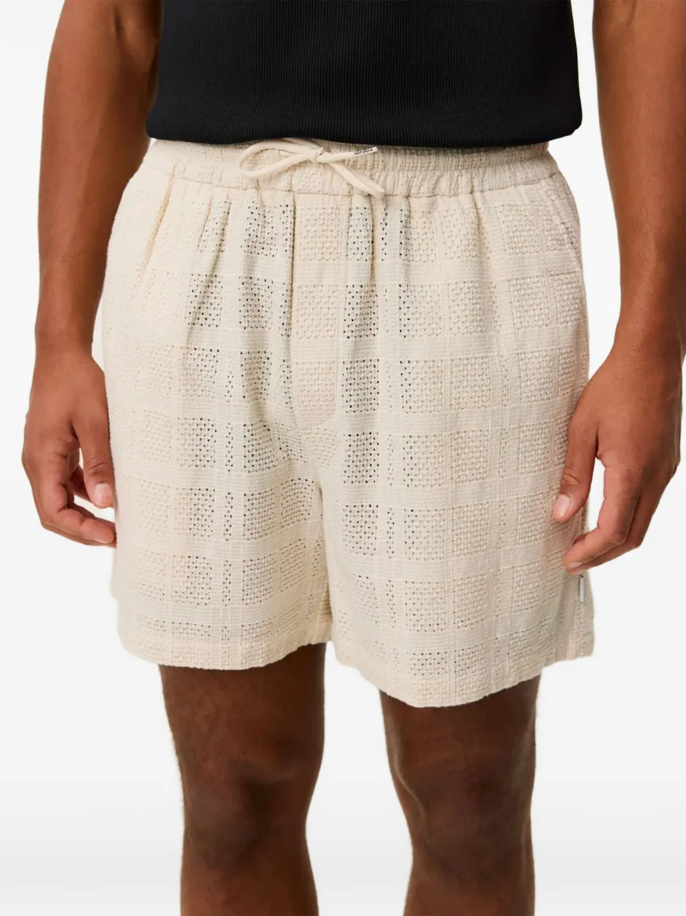  Les Deux Drawstring Open-work Deck Shorts - Neutrals 