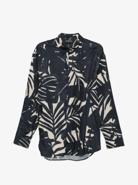 Emporio Armani leaf-print long-sleeve shirt