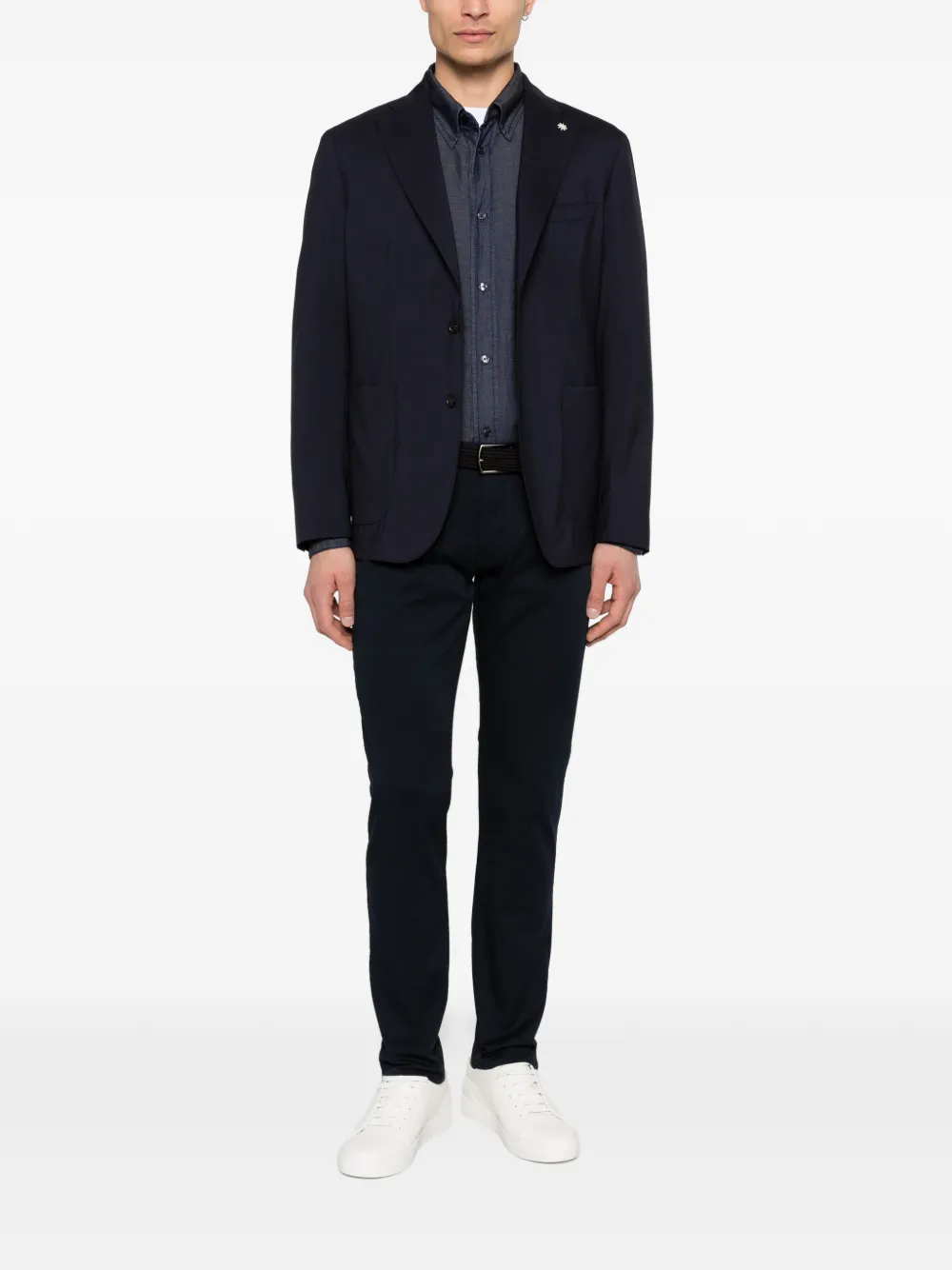 Emporio Armani Broek met logoplakkaat Blauw