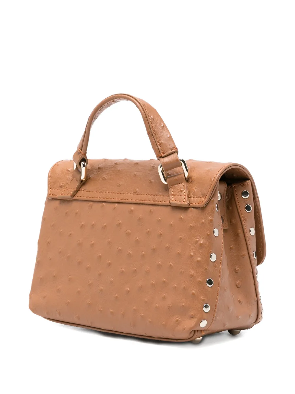 Zanellato Postina shopper met studs en draaislot Bruin