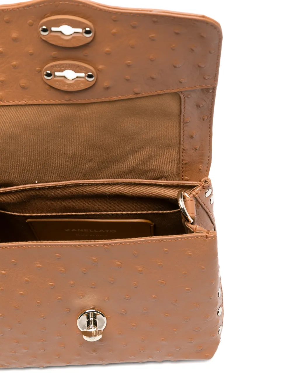 Zanellato Postina shopper met studs en draaislot Bruin