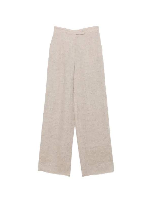 Emporio Armani Linen Chambray Trousers in Neutrals