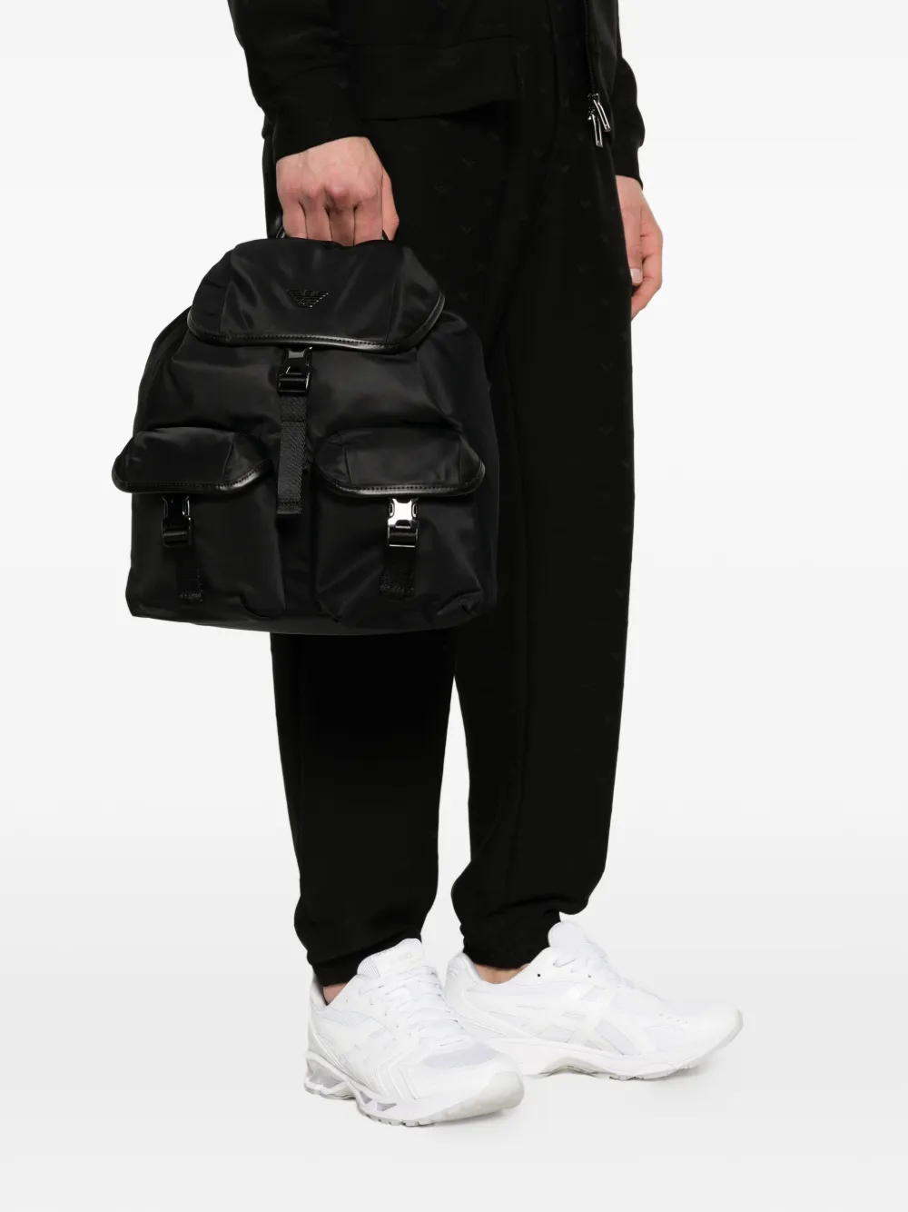 Emporio Armani Rugzak met omslag en gesp Zwart