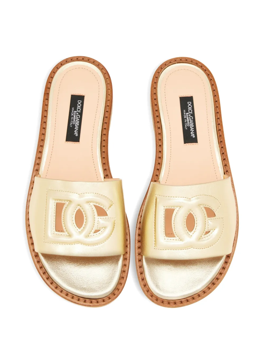 Dolce & Gabbana Kids Sandalen met logo Goud
