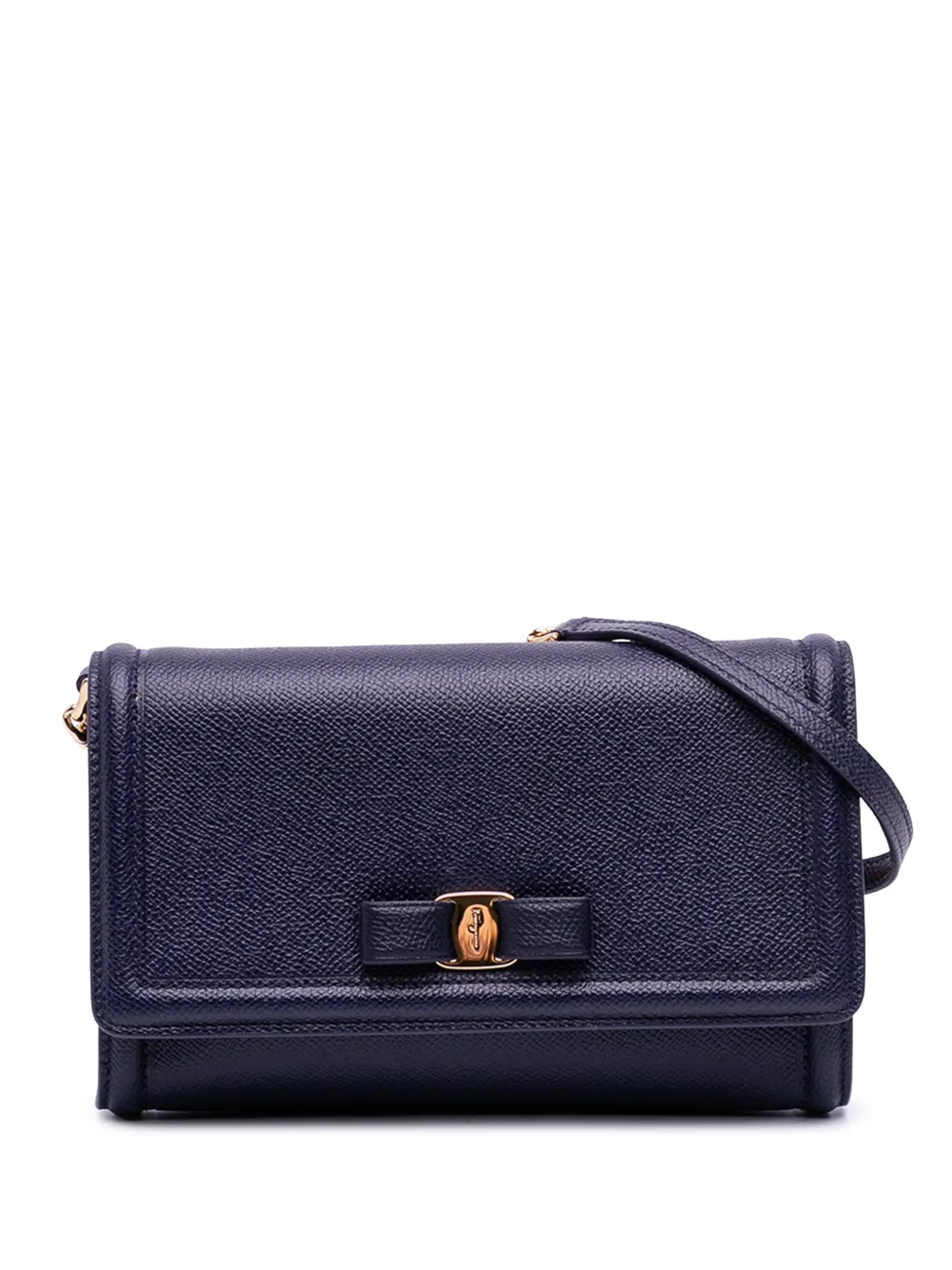 Ferragamo Pre-Owned 2000-2025 Leather Vara Bow Chain crossbody bag - Blu