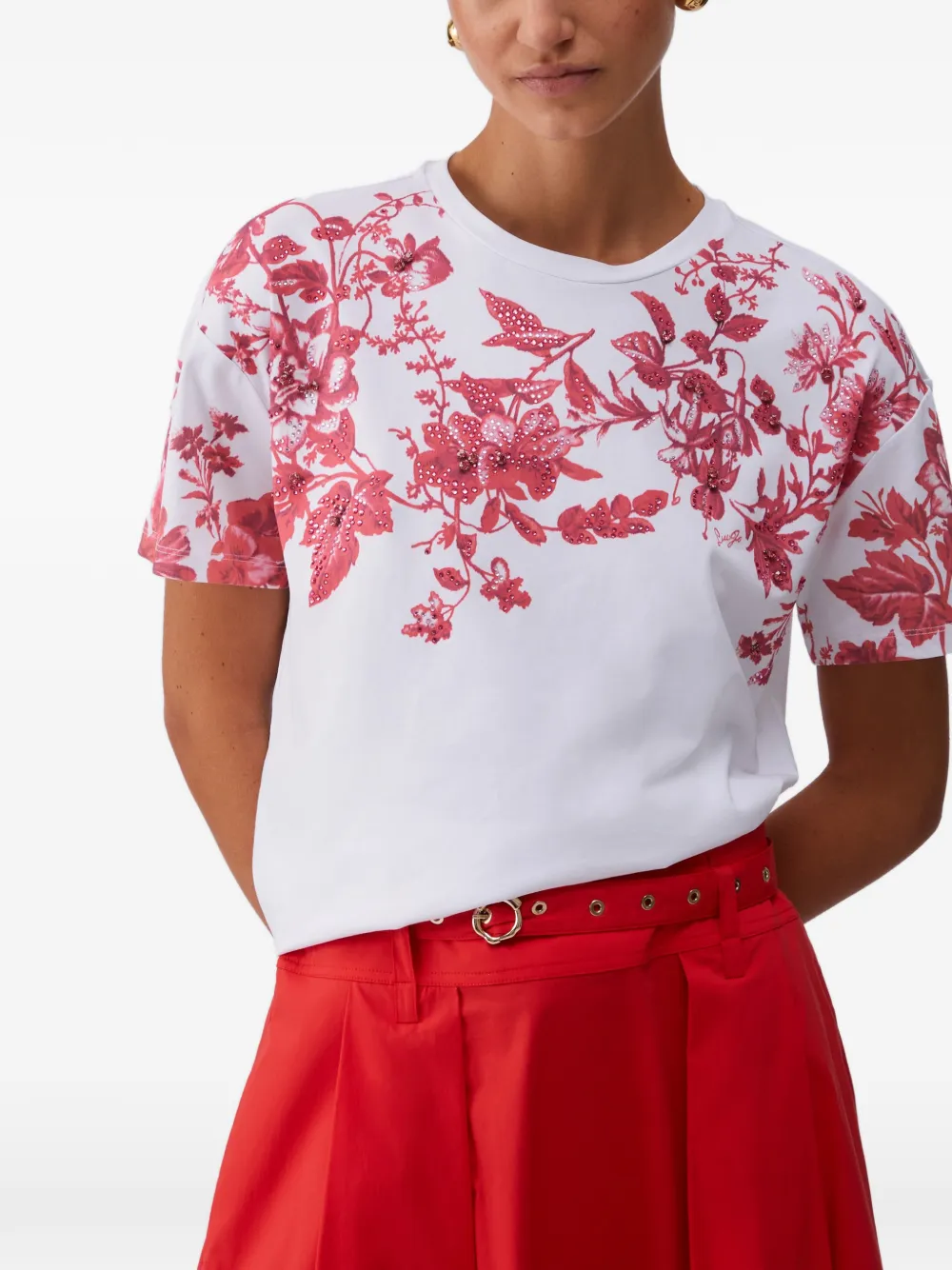 LIU JO T-shirt met print en borduurwerk Wit