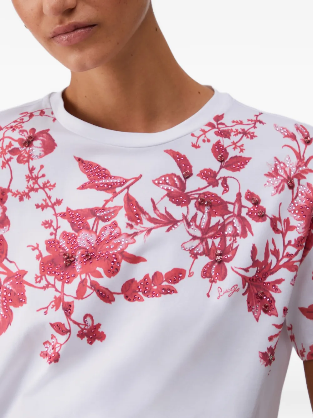 LIU JO T-shirt met print en borduurwerk Wit