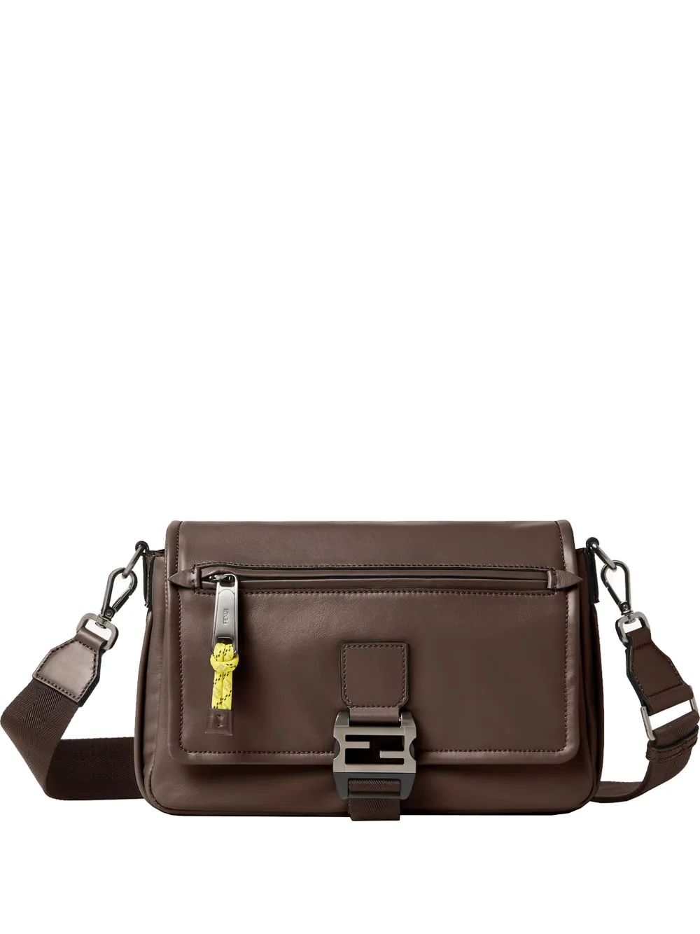 FENDI Flux leather messenger bag - Marrone