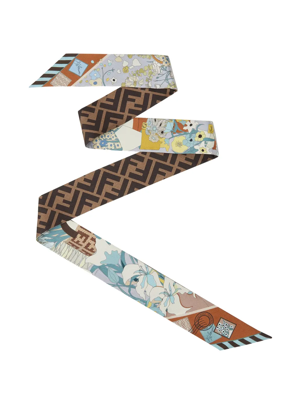 FENDI Wrappy floral-print scarf - Toni neutri