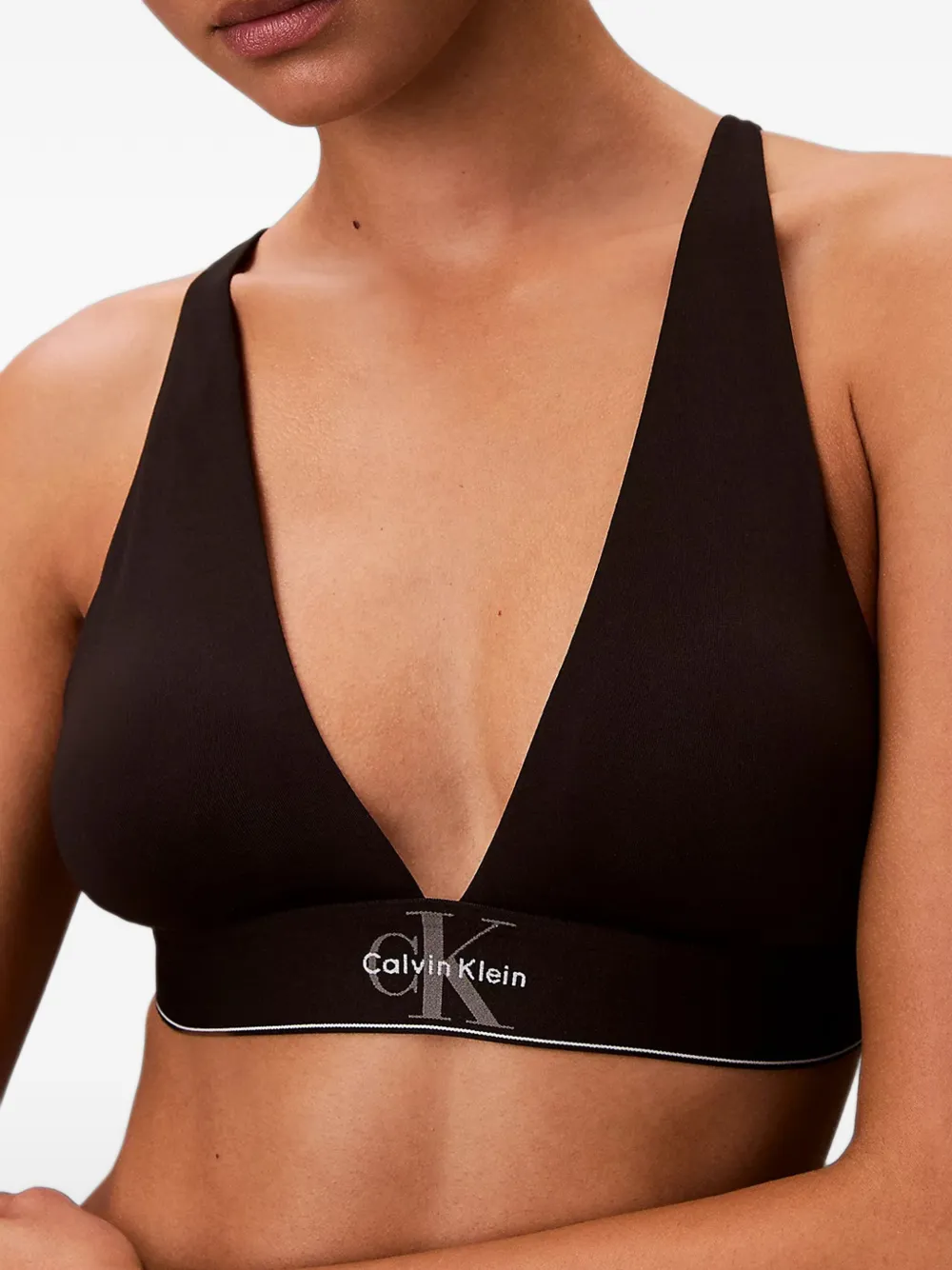 Calvin Klein logo-print triangle bra - Schwarz