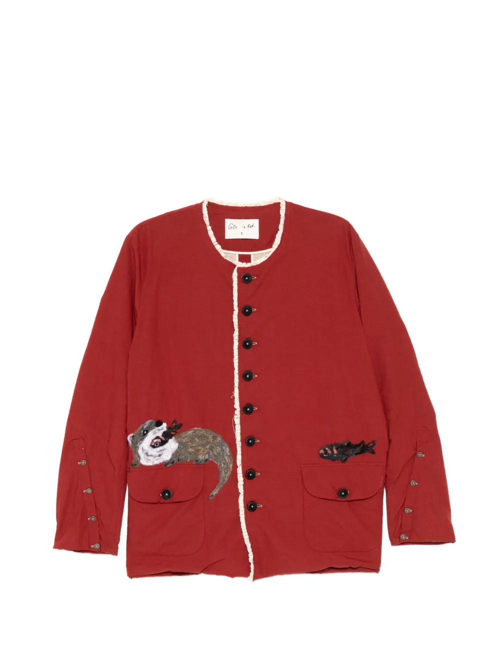 GG IN RED appliqué buttoned jacket - Rosso