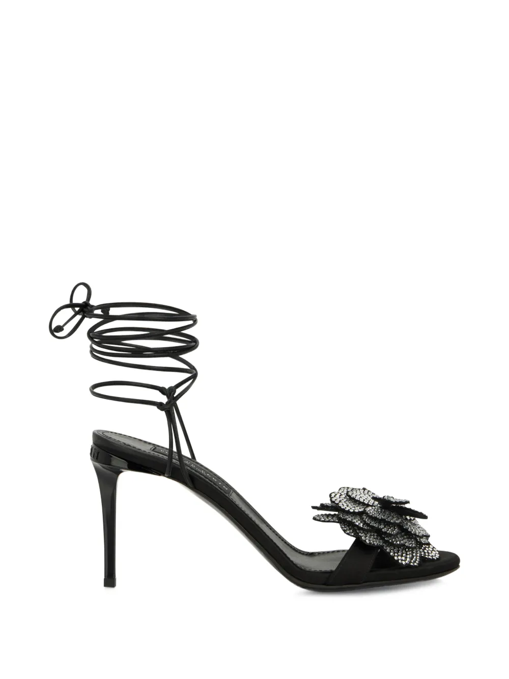 Philipp Plein flower-appliqué lace-up sandals - Black