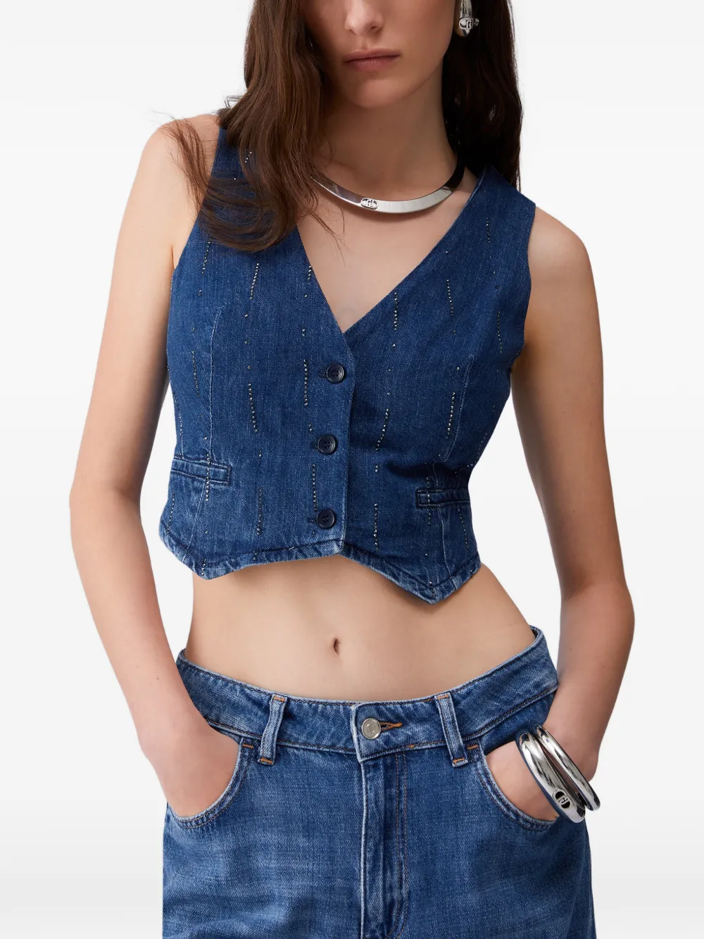 LIU JO Gilet met stras Blauw