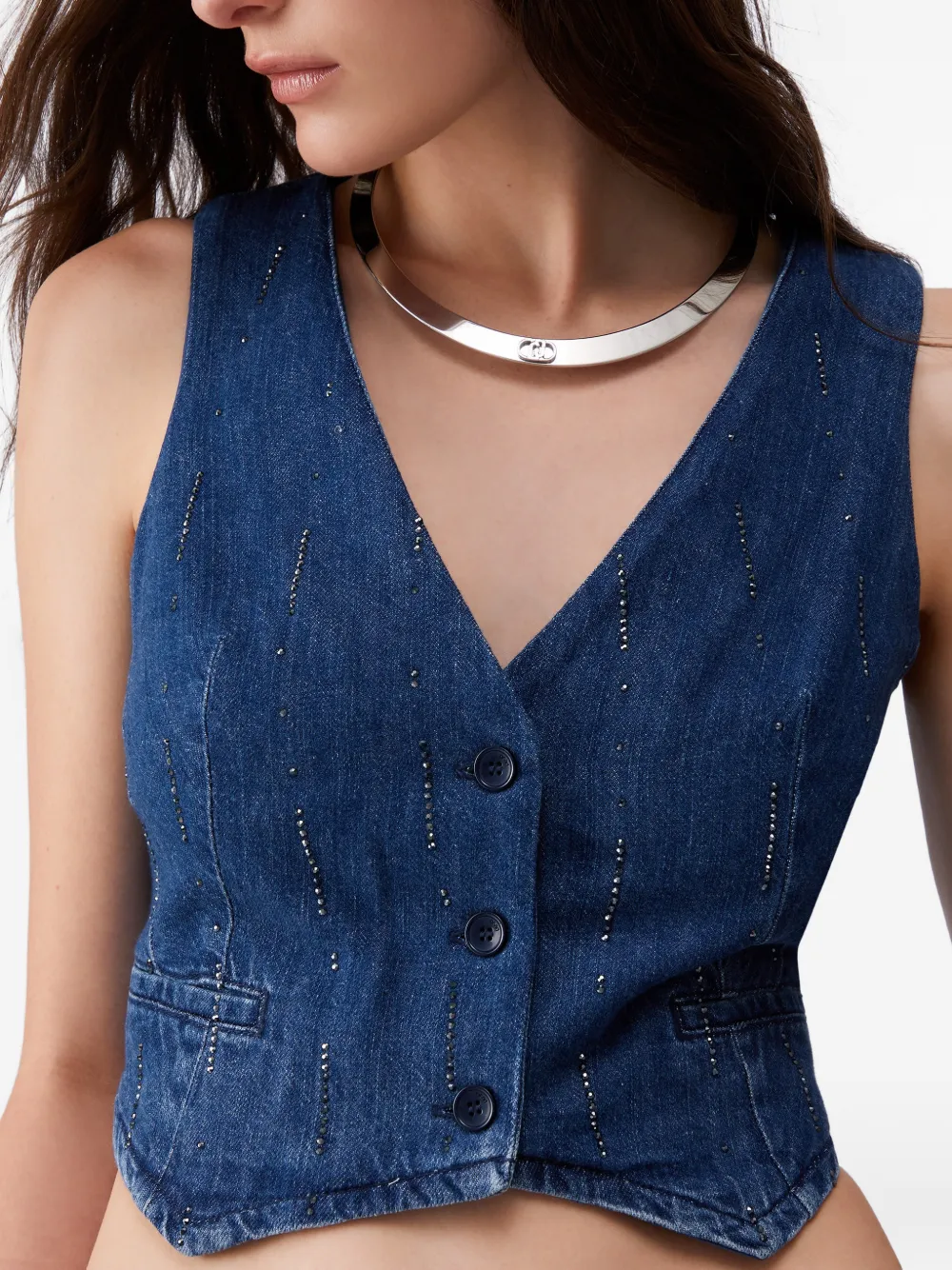 LIU JO Gilet met stras Blauw