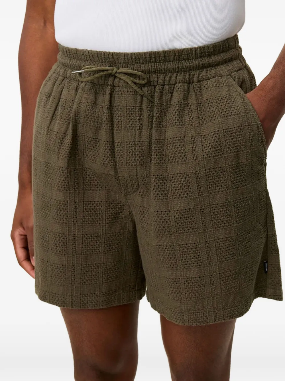  Les Deux Drawstring Open-work Deck Shorts - Green 