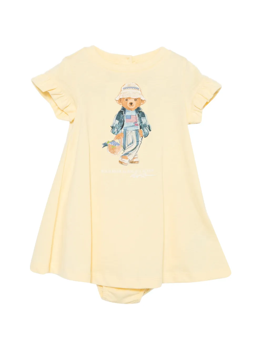 POLO RALPH LAUREN KIDS print-detail ruffled dress - Yellow