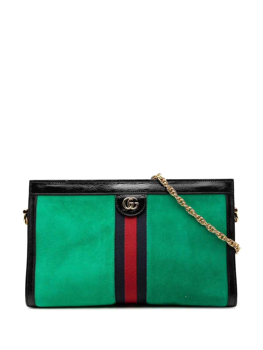 Gucci Pre-Owned 2016-2026 Medium Suede Web Ophidia Chain shoulder bag - Verde