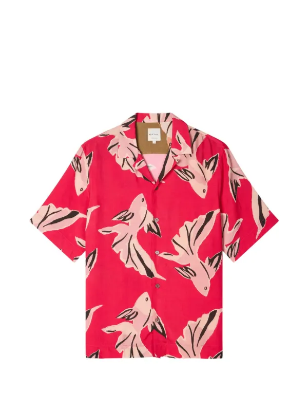 Paul Smith Le Peche Fish' Print Shirt in Red