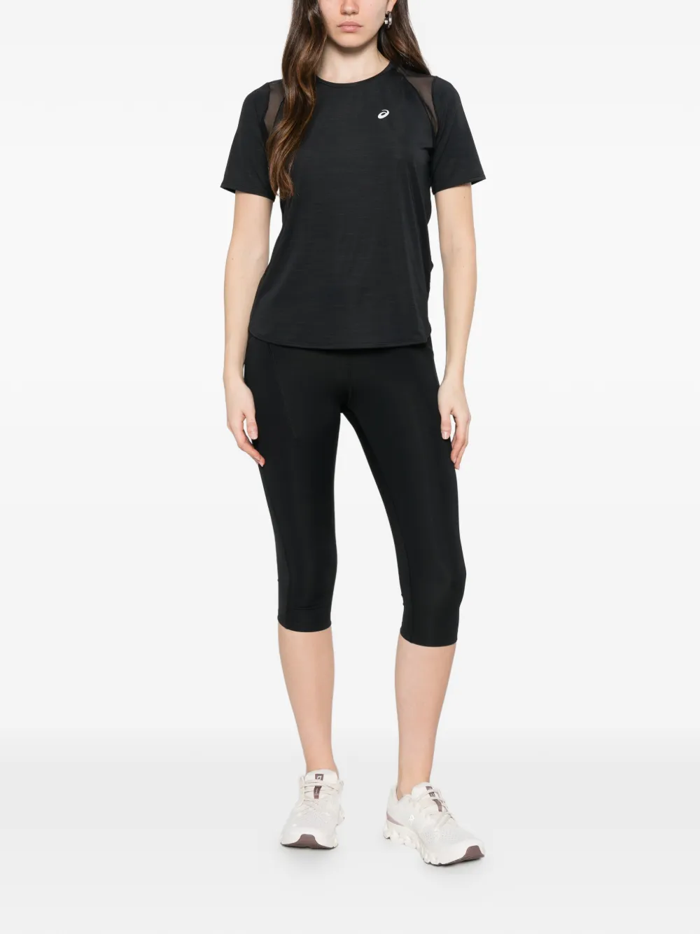 Asics Road Mesh-panel T-shirt In Black