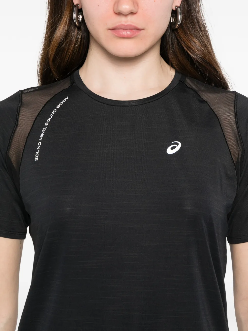 Asics Road Mesh-panel T-shirt In Black