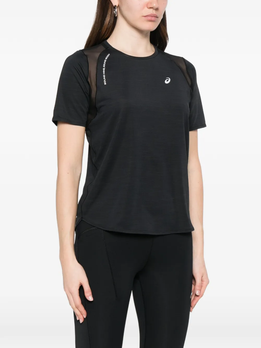 Asics Road Mesh-panel T-shirt In Black