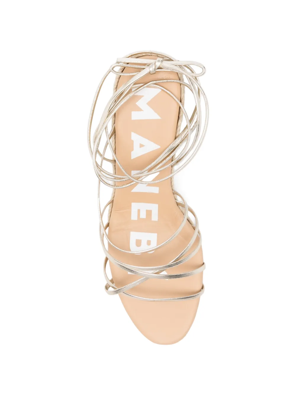 Manebi Metallic sandalen met bandjes en sleehak Goud